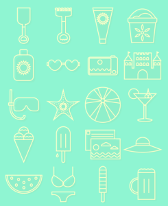 20 Summer Line Icons Vector