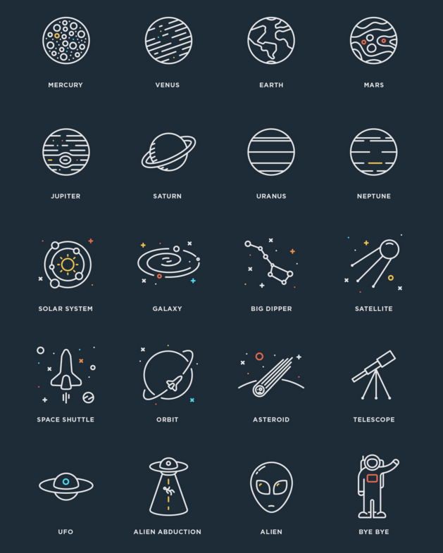 24+ Space Line Icons Vector
