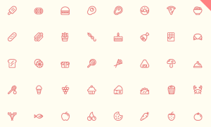 56 Minimal Food & Fruit Icons Vector