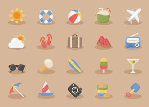 20 Summer Vacation Time Icons Vector
