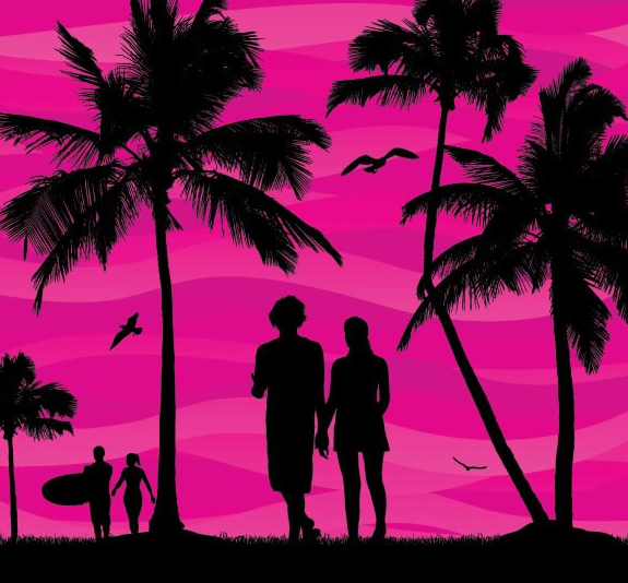 Couples In Summer Vector Silhouette