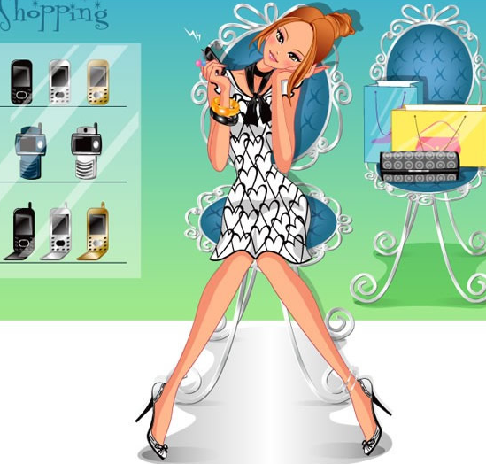 Shopping Girl Vector Illustration
