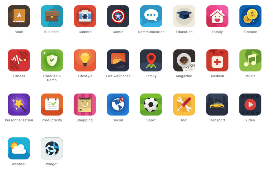 Flat Appstore Category Icons