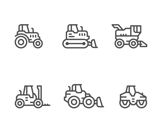 Tractor Line Icon Set