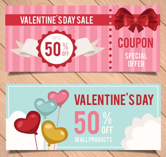 Valentine's Day Coupon Design Vector