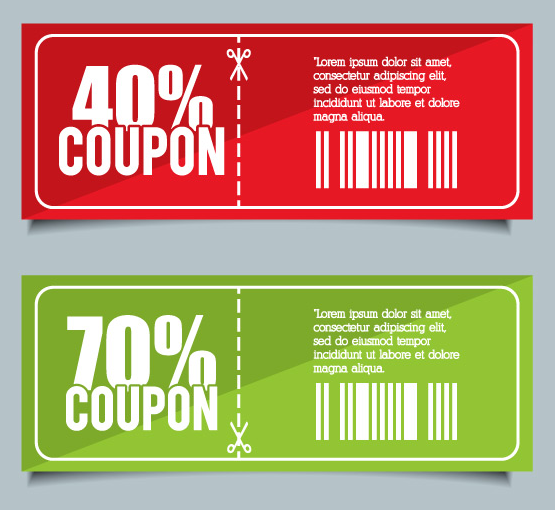 2 Flat Coupons Vector