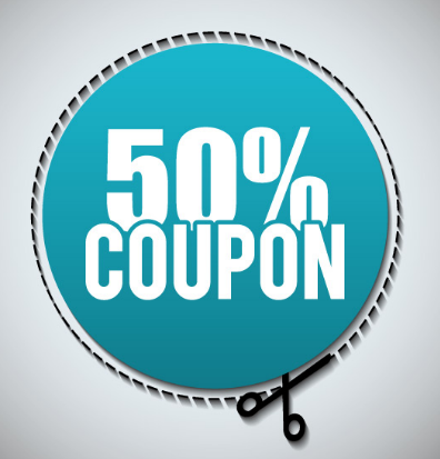 Blue Circular Coupon Vector