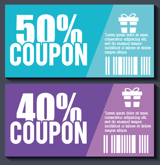 Blue & Purple Coupons Vector