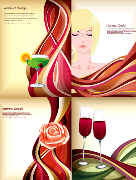 4 Beauty & Wine Vector Illustrations