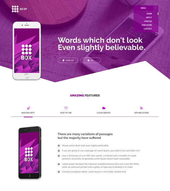 Mobile App Landing Page PSD Template