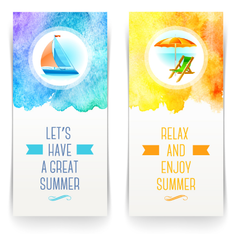 2 Elegant Summer Holiday Banners Vector VOL.2