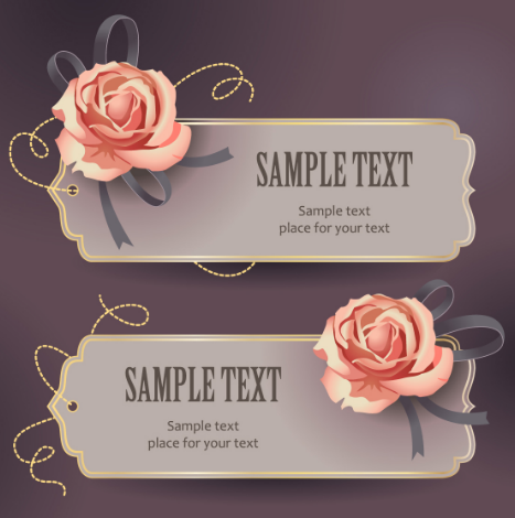 Retro Rose Tags Vector
