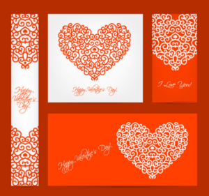 Vintage Red Valentine's Day Design Elements Vector