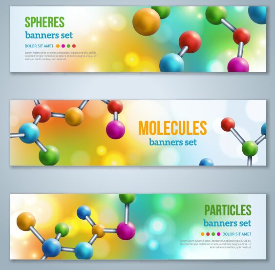 Chemistry Molecular Banner Set Vector #1
