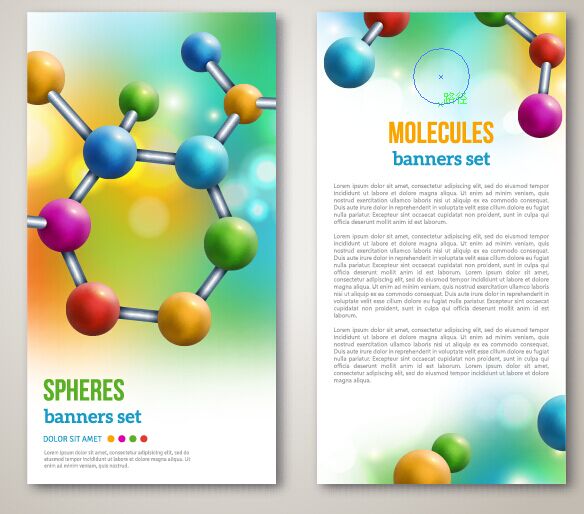 Chemistry Molecular Banner Set Vector #2