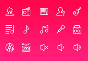 15 Music Line Icons PSD