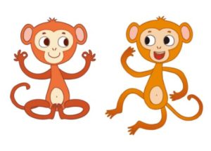2 Cartoon Monkey Illustrations Vector