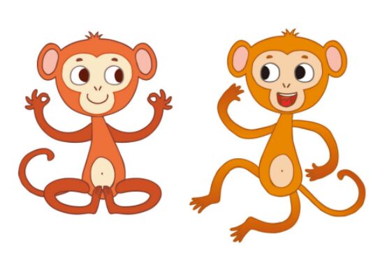 2 Cartoon Monkey Illustrations Vector