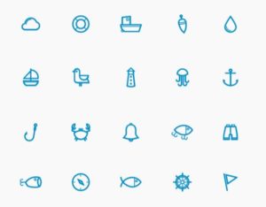 20-marine-line-icons-vector