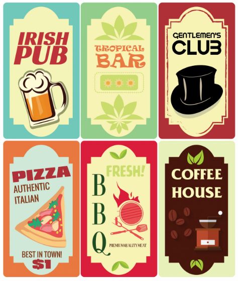 Retro Food & Drink Signs Vector