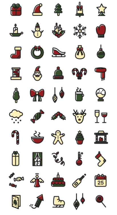 50-vector-christmas-icons-2-versions