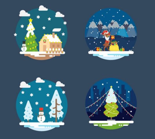 flat-merry-christmas-happy-new-year-vector-illustrations