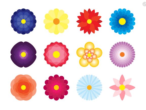 12-flat-flower-icons-vector