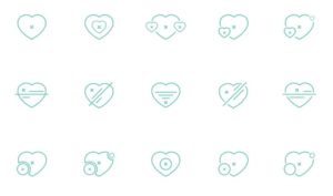 15-heart-line-icons-vector