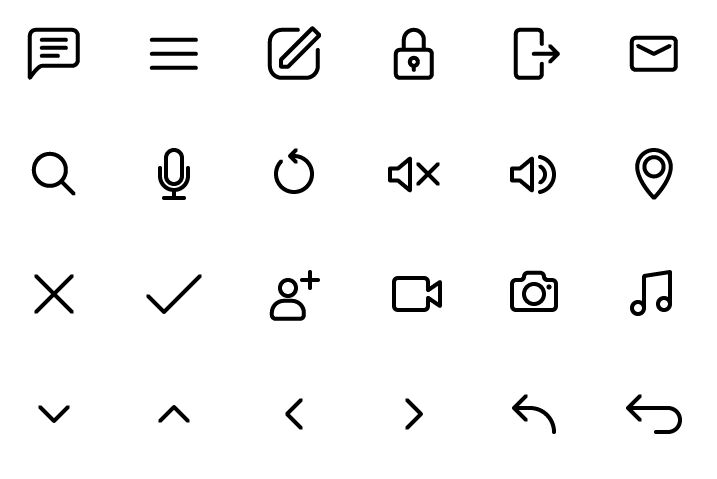 24 Minimal Line Icons Vector
