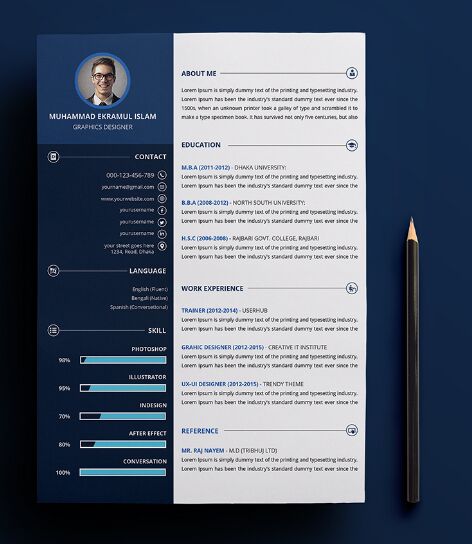 Customizable Print Ready Resume & CV PSD Template