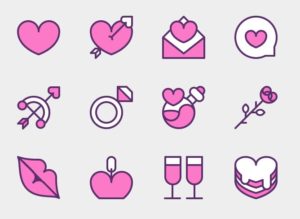12 Valentine Icons Vector (3 Versions)