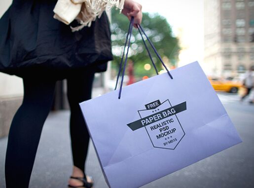 Realistic Paper Shopping Bag PSD Template