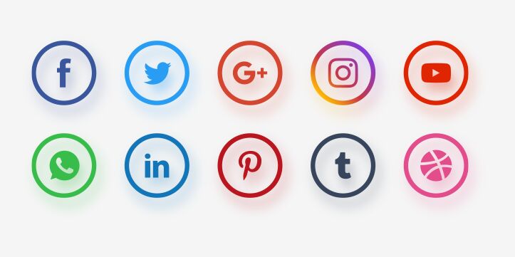 Circular Social Network Icon Set