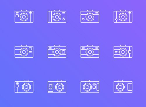 12 Camera Outline & Filled Icons Vector