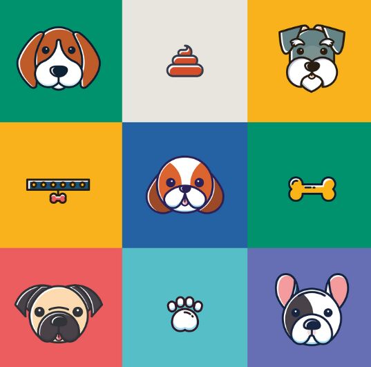 12 Dog Icons Vector