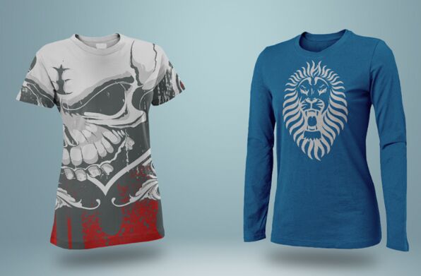 Realistic Man T-shirt PSD Mockups (Long and Short)