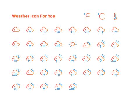 40 Thin Line Weather Icons Vector