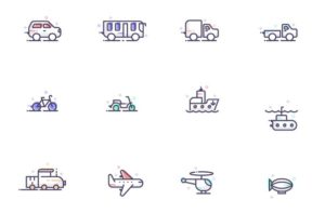 12 Transportation Icons Vector