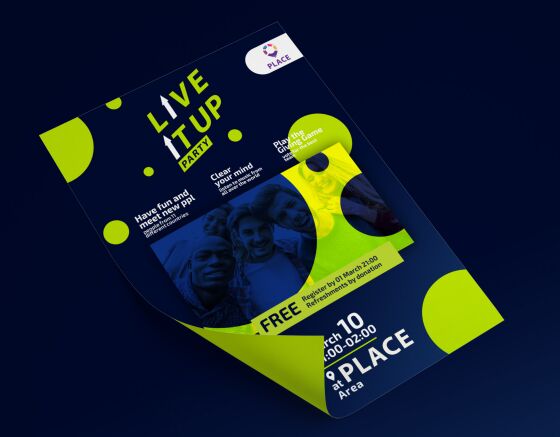 Live It Up Party Flyer Mockup PSD