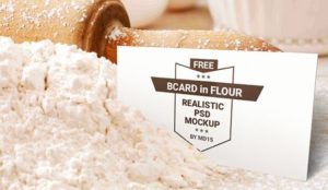 Business Card In Flour PSD Mockup