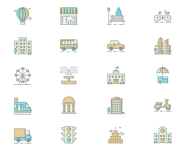12 Lovely City Icons (PNG+SVG)
