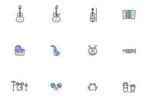 12 Musical Instrument Icon Vector