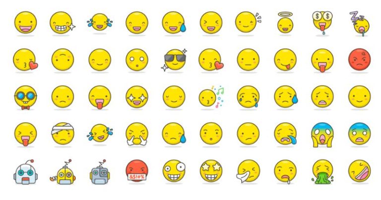 100 Pretty Lovely Emojis Vector