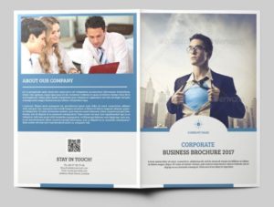 Blue Business Bi-Fold Brochure Mockup PSD