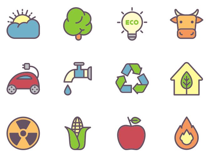 12 Minimal ECO Icons Vector