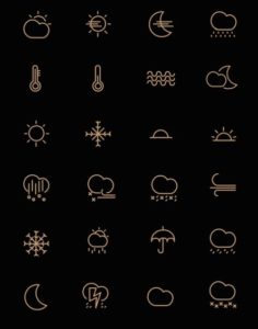 24 Thin Line Weather Icons PSD
