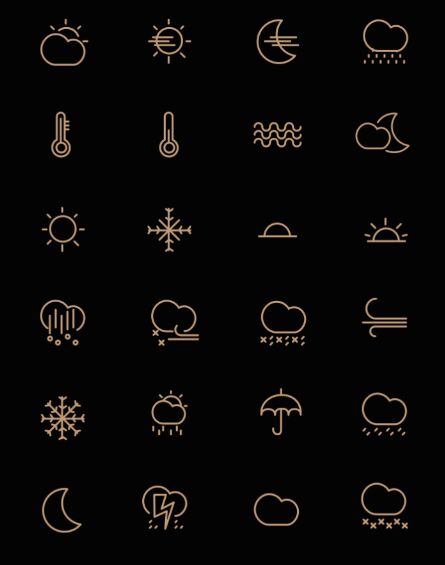 24 Thin Line Weather Icons PSD