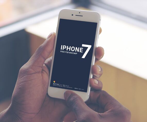 iPhone 7 Holding In Hand PSD Mockup