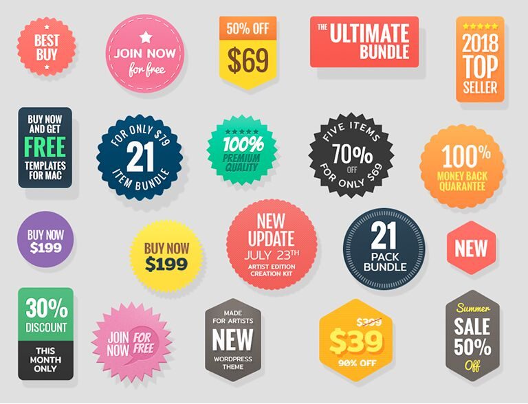 Call To Action Badge Set PSD