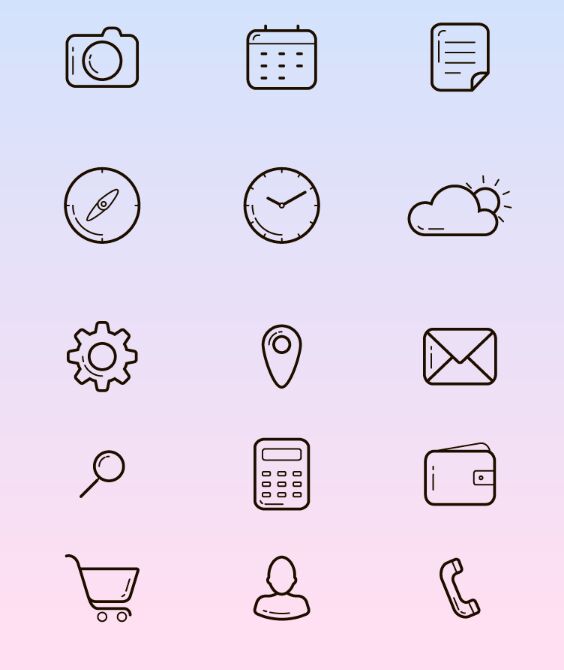 15 Minimal UI Line Icons (Vector+PSD)